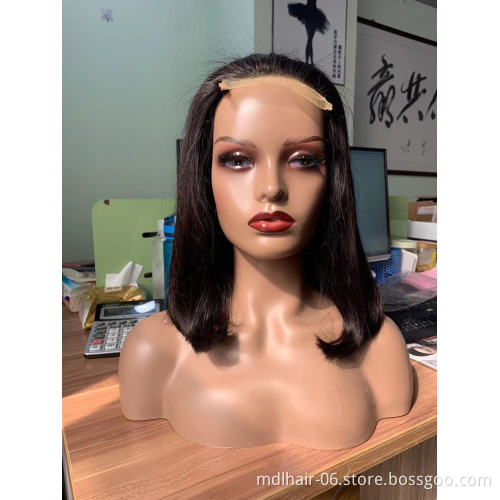 Cheap raw Brazilian human hair natural color bob lace wig,wholesale cuticle aligned short straight hair 4*4 lace front wigs